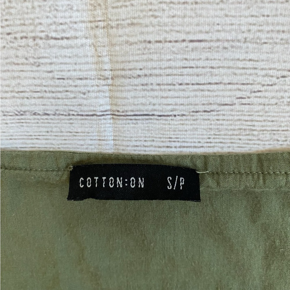 Cotton On Olive Green Button-Up Crop Flutter Sleeve Top - Picture 4 of 6
